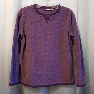 DENIM & CO Waffle knit Thermal sweatshirt Top womens XS Plum Purple crew neck LS